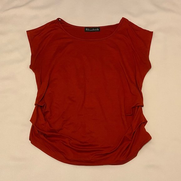 Deep Rust Orange Scoop Neck Top, L - Picture 2 of 5